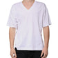 White Cotton V-neck Short Sleeves T-shirt