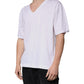 White Cotton V-neck Short Sleeves T-shirt