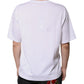 White Cotton V-neck Short Sleeves T-shirt