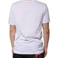 White Cotton V-neck Short Sleeves T-shirt