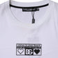 White Logo Print Cotton Crew Neck T-shirt