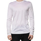 White Silk Crew Neck Men Pullover Sweater