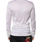 White Silk Crew Neck Men Pullover Sweater