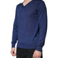 Navy Blue Cashmere V-neck Pullover Sweater