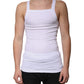 White Cotton Sleeveless Square Neck Tank T-shirt