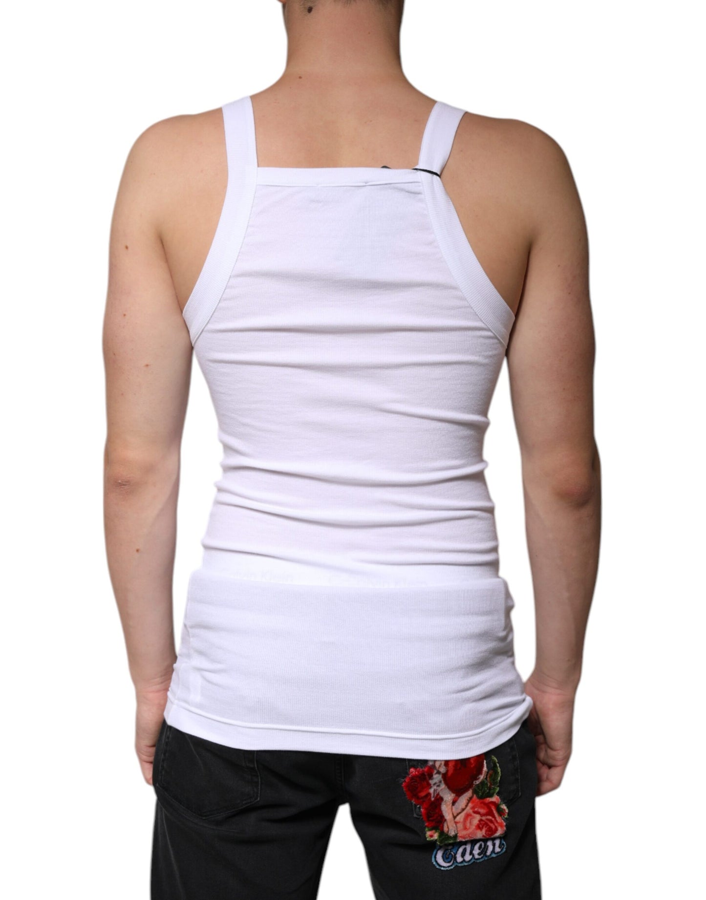 White Cotton Sleeveless Square Neck Tank T-shirt