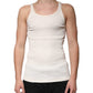 Off White Cotton Sleeveless Round Neck Tank T-shirt