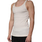 Off White Cotton Sleeveless Round Neck Tank T-shirt