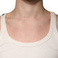 Off White Cotton Sleeveless Round Neck Tank T-shirt