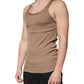 Brown Cotton Sleeveless Round Neck Tank T-shirt