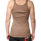 Brown Cotton Sleeveless Round Neck Tank T-shirt