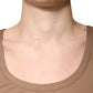 Brown Cotton Sleeveless Round Neck Tank T-shirt