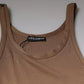 Brown Cotton Sleeveless Round Neck Tank T-shirt