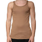 Brown Cotton Sleeveless Round Neck Tank T-shirt