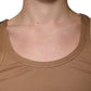 Brown Cotton Sleeveless Round Neck Tank T-shirt