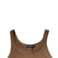 Brown Cotton Sleeveless Round Neck Tank T-shirt