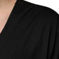 Black Cotton V-neck Short Sleeves T-shirt