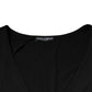 Black Cotton V-neck Short Sleeves T-shirt