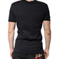 Black Cotton V-neck Short Sleeves T-shirt