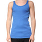 Blue Cotton Sleeveless Round Neck Tank T-shirt