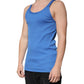 Blue Cotton Sleeveless Round Neck Tank T-shirt