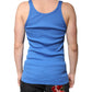 Blue Cotton Sleeveless Round Neck Tank T-shirt