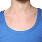 Blue Cotton Sleeveless Round Neck Tank T-shirt