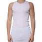 White Cotton Sleeveless Round Neck Tank T-shirt