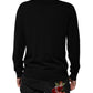 Black Logo Wool V-neck Pullover Sweater