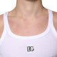 White Cotton DG Sleeveless Round Neck T-shirt