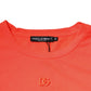 Orange Logo Polyester Crew Neck T-shirt