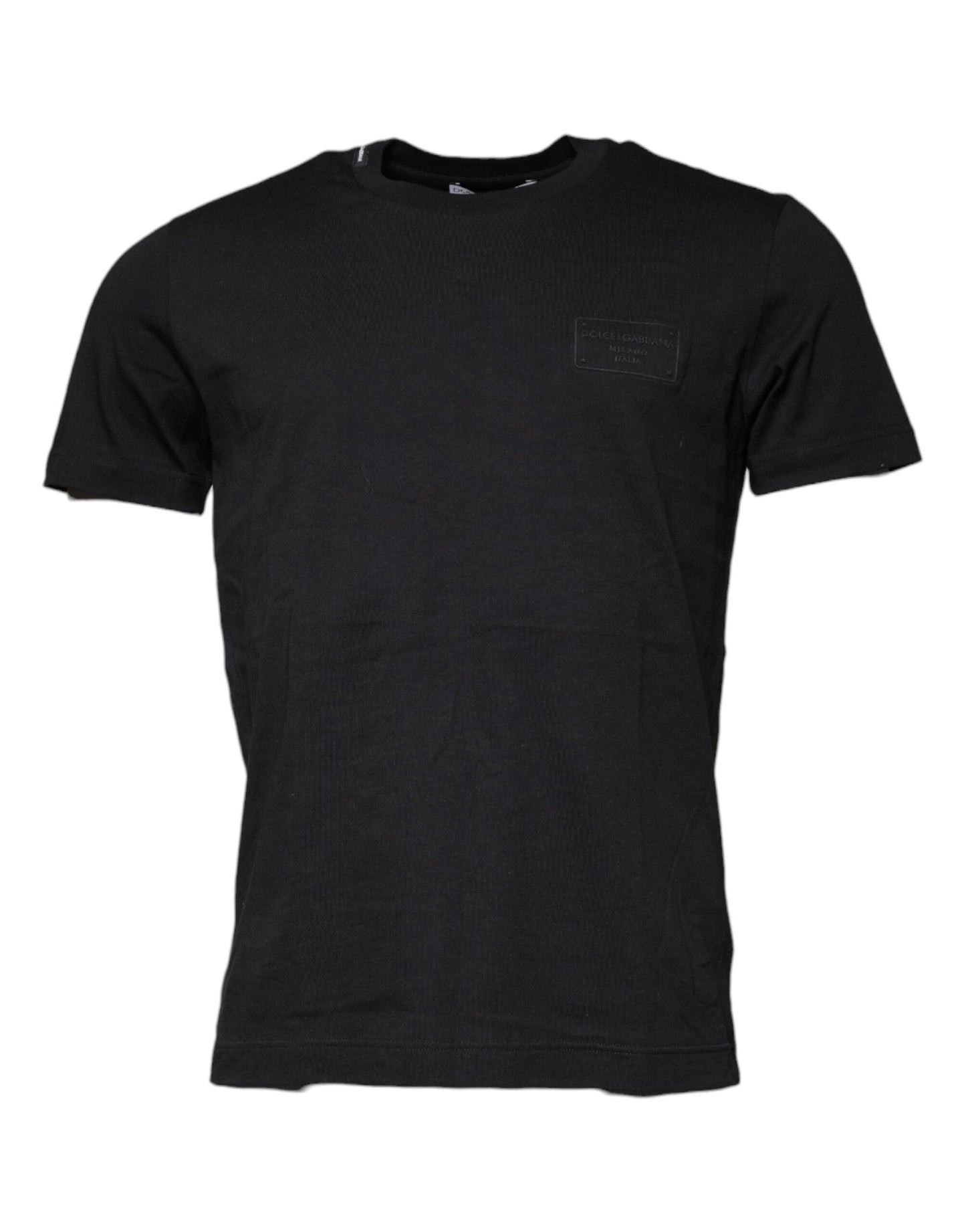 Black Cotton Crew Neck Short Sleeves T-shirt