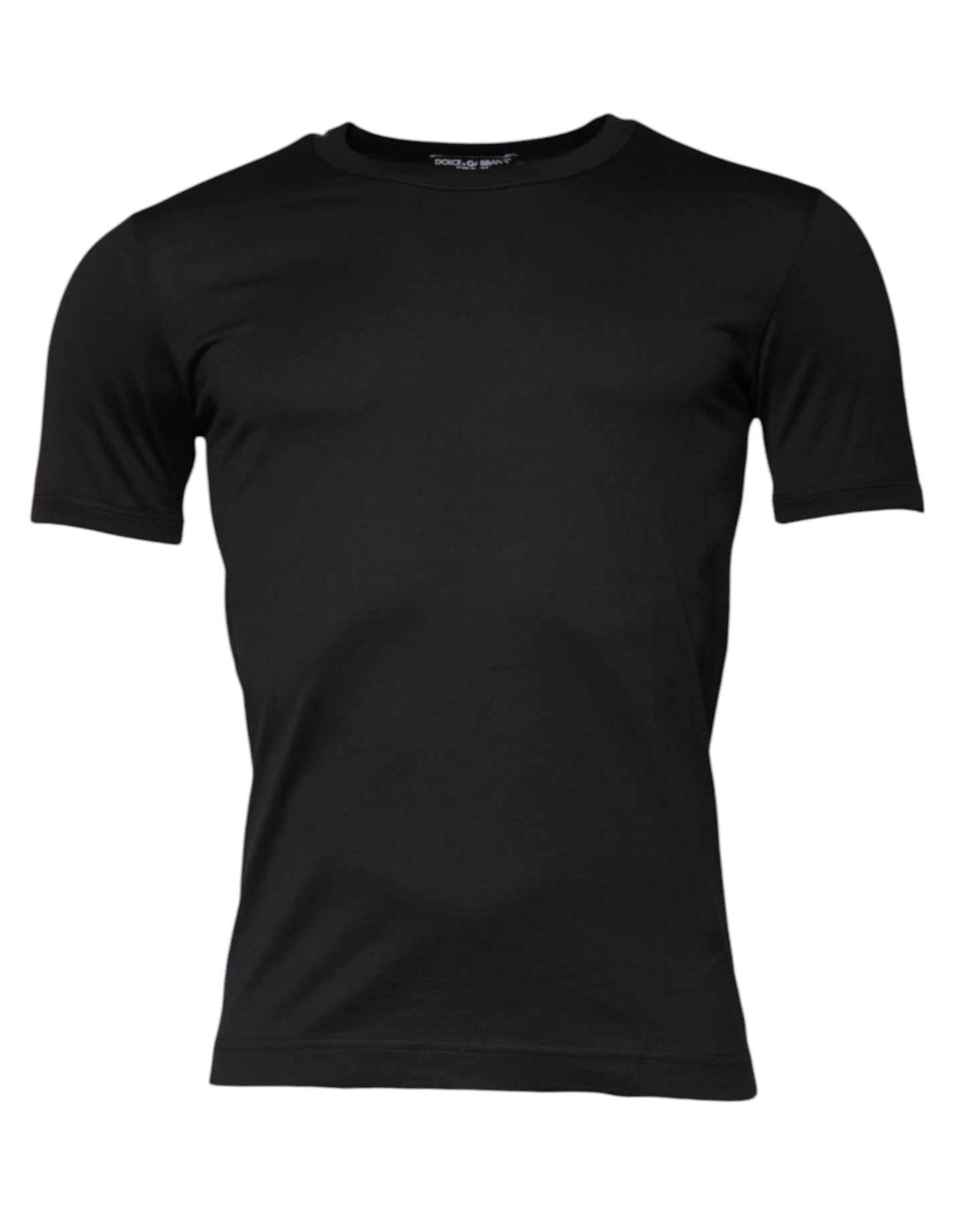 Black Cotton Crew Neck Short Sleeves T-shirt