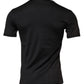 Black Cotton Crew Neck Short Sleeves T-shirt