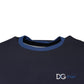 Blue Cotton Stretch Crewneck Underwear T-shirt