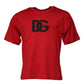 Red Logo Print Cotton Crew Neck T-shirt