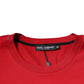 Red Logo Print Cotton Crew Neck T-shirt