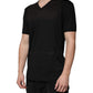 Black Cotton V-neck Short Sleeve T-shirt