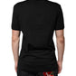 Black Cotton V-neck Short Sleeve T-shirt