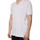 White Logo V-neck Short Sleeve T-shirt