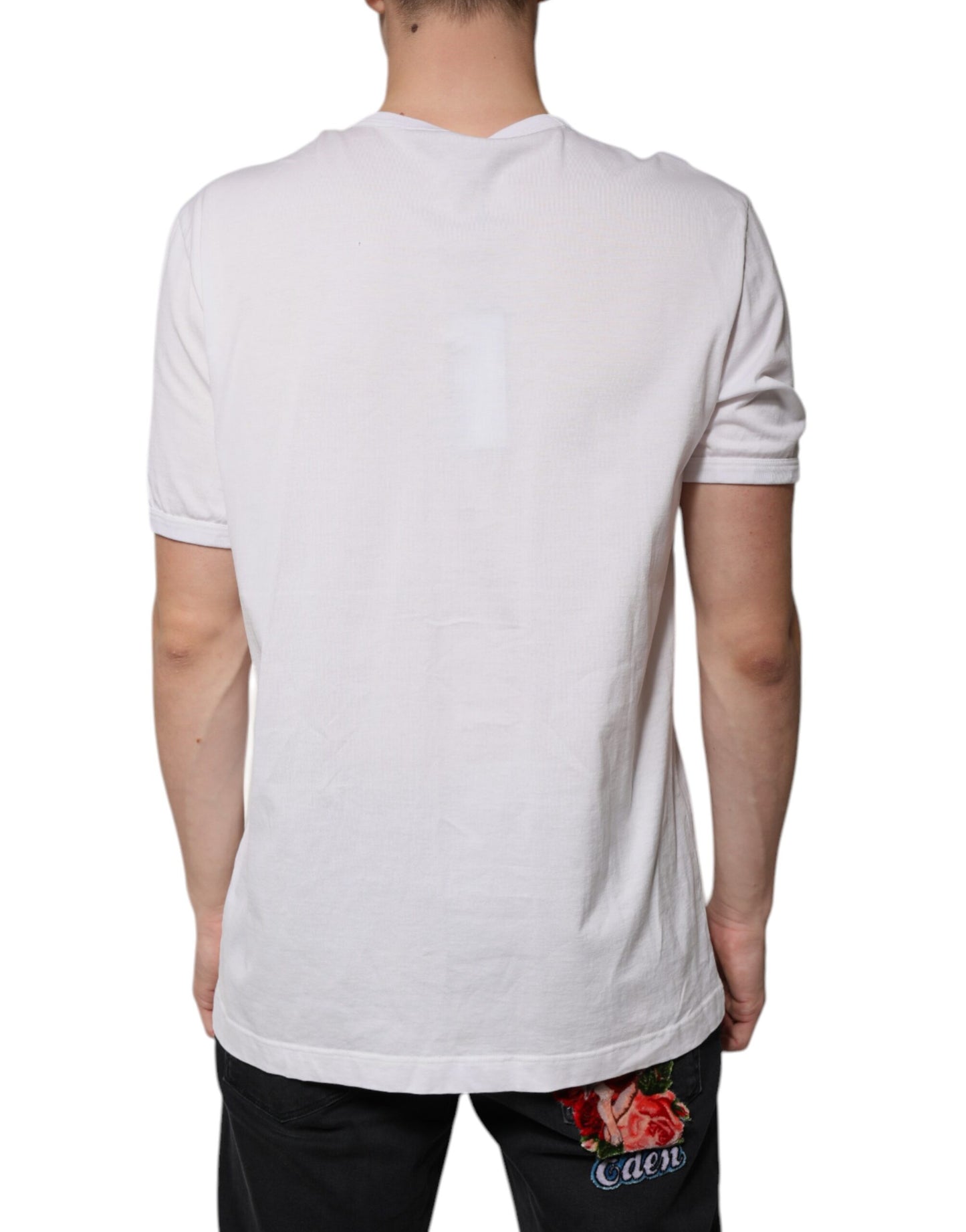 White Logo V-neck Short Sleeve T-shirt