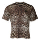 Brown Leopard Crew Neck Short Sleeve T-shirt