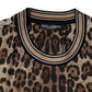 Brown Leopard Crew Neck Short Sleeve T-shirt