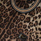 Brown Leopard Crew Neck Short Sleeve T-shirt