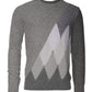 Gray Cashmere Argyle Intarsia Knit Crew Neck Sweater