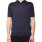Blue Silk Collared Short Sleeves Polo T-shirt