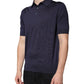 Blue Silk Collared Short Sleeves Polo T-shirt