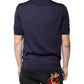 Blue Silk Collared Short Sleeves Polo T-shirt