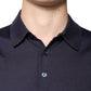 Blue Silk Collared Short Sleeves Polo T-shirt