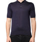Blue Silk Collared Short Sleeves Polo T-shirt